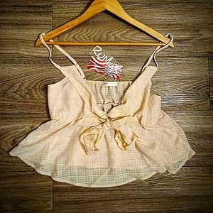 48. Light Honeypot Yellow Flowy Crop Top Summertime Tank